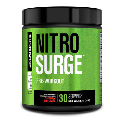 Jacked Factory NITROSURGE Pre Workout Supplement - Endless Energy, Instant Strength Gains, Clear Focus, Intense Pumps - NO Booster & Preworkout Powder with Beta Alanine