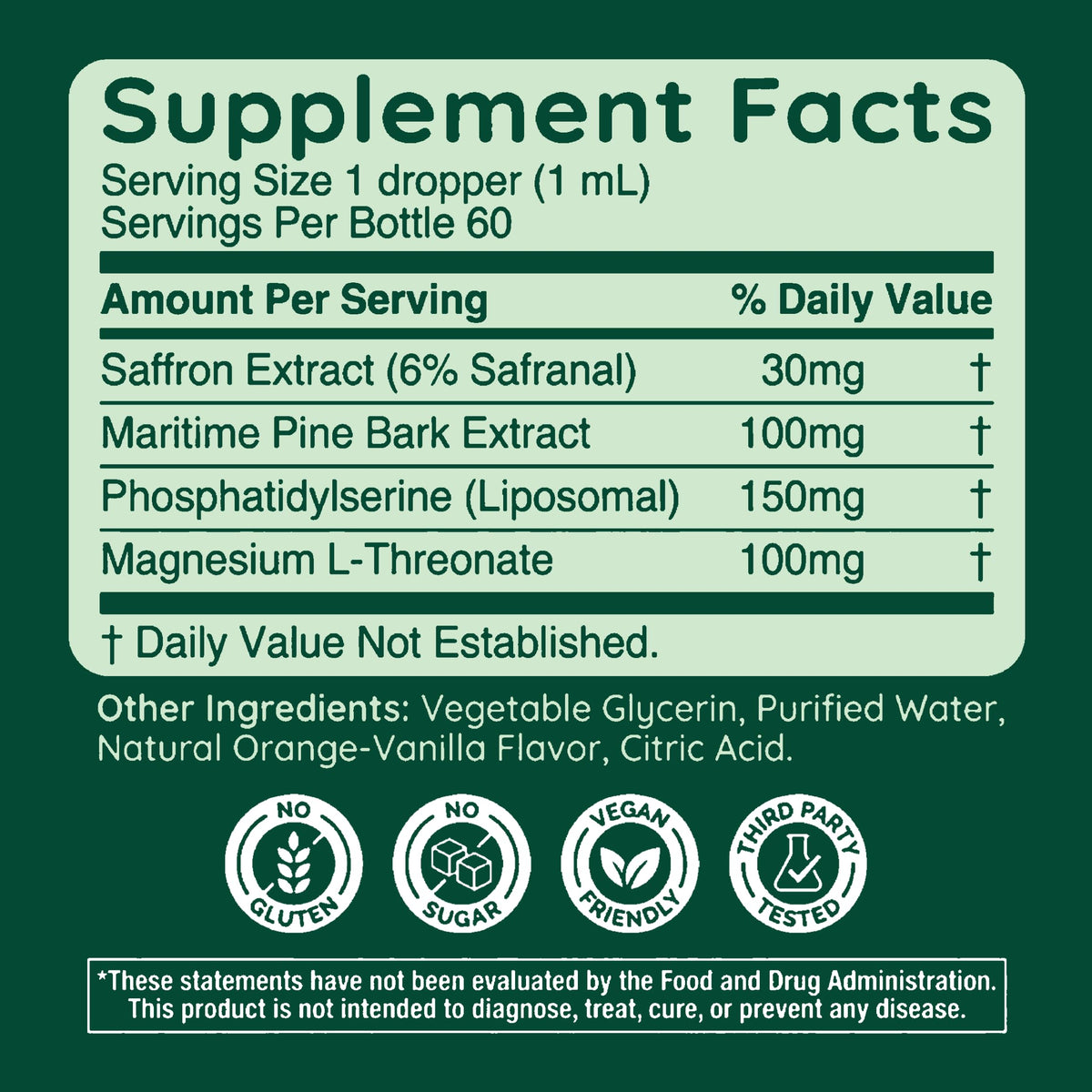 Halla Steady Mood Drops Saffron Extract, Maritime Pine Bark Extract, Phosphatidylserine, Magnesium L-Threonate, Sleep Supplements, Improves Focus & Attention, Mood Support Supplement, 60ml