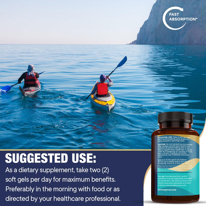 NEW AGE Omega 3 Fish Oil 2500mg Supplement Non GMO - EPA, DHA Fatty Acids Gluten Free (180 Softgels (Pack of 2)) NEW AGE buy supplements Au