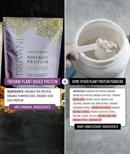 Truvani Organic Plant Based Protein Powder | Vanilla | 18 Servings | Vegan | 20g Pea Protein | Keto | Gluten & Dairy Free | Low Carb | No Added Sugar