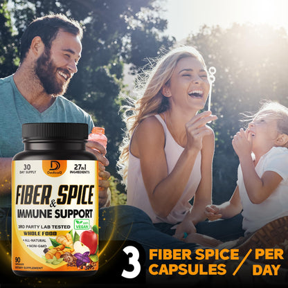 DEDICAD 27in1 Fiber and Spice Supplement - Combined with Organic Psyllium, Whole Apple, Elderberry & More - Support Mood, Body & Immunity - 90 Capsules for 1 Month DEDICAD buy supplements Au