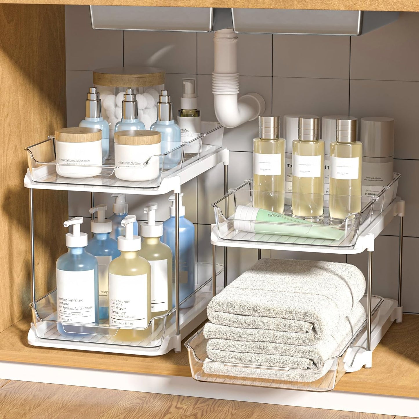Delamu 2-Tier Multi-Purpose Bathroom Under Sink Organizers and Storage