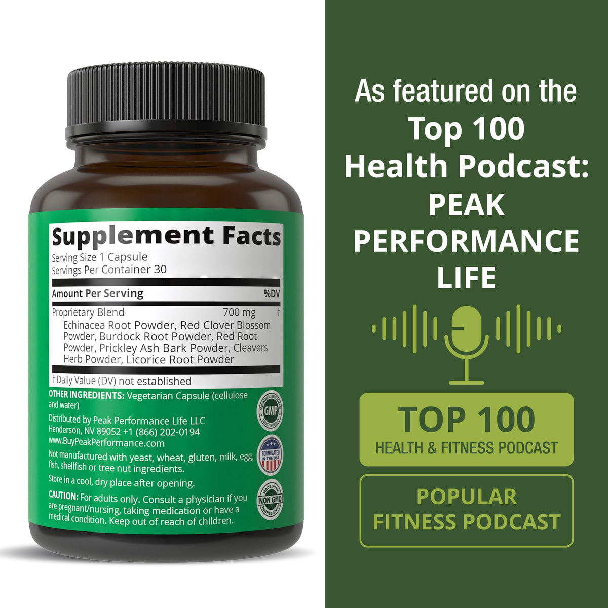 Peak Performance Lymphatic Drainage Drops. Sugar Free 7-in-1 Lymph Detox and Cleanse Support. Vegan Supplement with Echinacea, Red Clover Blossom, Burdock Root, Cleavers Herb, Licorice Root, and More