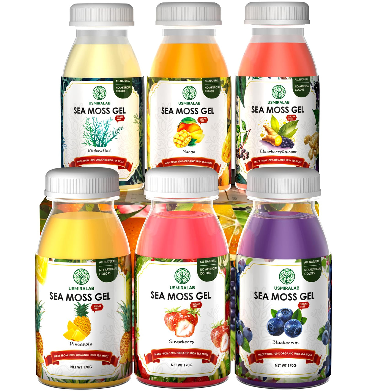USMIRALAB Wildcrafted Sea Moss Gel for Purists： 6-Flavor Ritual Set (36oz) with Antioxidant Ocean Minerals | Pure Superfood Base Vegan USMIRALABBuy Supplements Australia