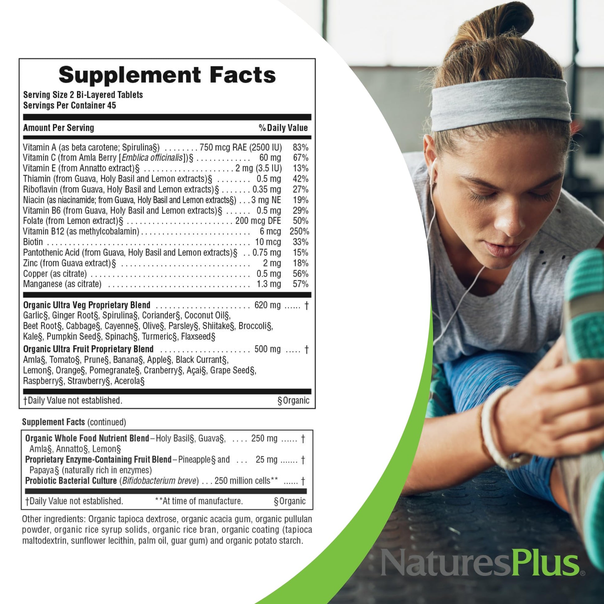 NaturesPlus Ultra Juice Multivitamin - 90 Bi-Layered Tablets - Whole Food Supplement with Fruits, Vegetables & Probiotics - Energy, Digestion & Immune Health Support - USDA Organic - 45 Servings NaturesPlus buy supplements Au