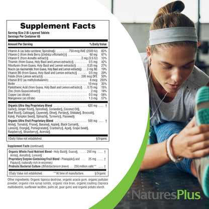 NaturesPlus Ultra Juice Multivitamin - 90 Bi-Layered Tablets - Whole Food Supplement with Fruits, Vegetables & Probiotics - Energy, Digestion & Immune Health Support - USDA Organic - 45 Servings NaturesPlus buy supplements Au