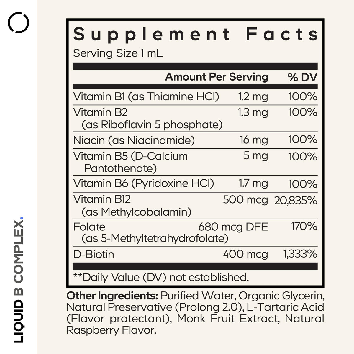 Codeage Liquid B-Complex Supplement with 8 Forms of Vitamin B - Vitamin Thiamine B1, Riboflavin B2, B3, B5, B6, Biotin B7, Active Methylated B9 Folate & B12 - Raspberry Flavor - Non-GMO - 1 fl oz CodeageBuy Supplements Australia