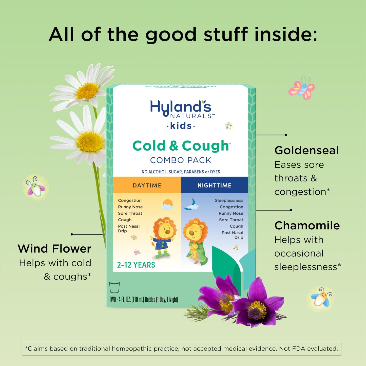 Hyland's Kids Cold and Cough, Day and Night Combo Pack, Cold Medicine for Ages 2 and up, Syrup Cough Medicine for Kids, Nasal Decongestant, 4 Fl Oz (Pack of 2) Hyland's buy supplements Au