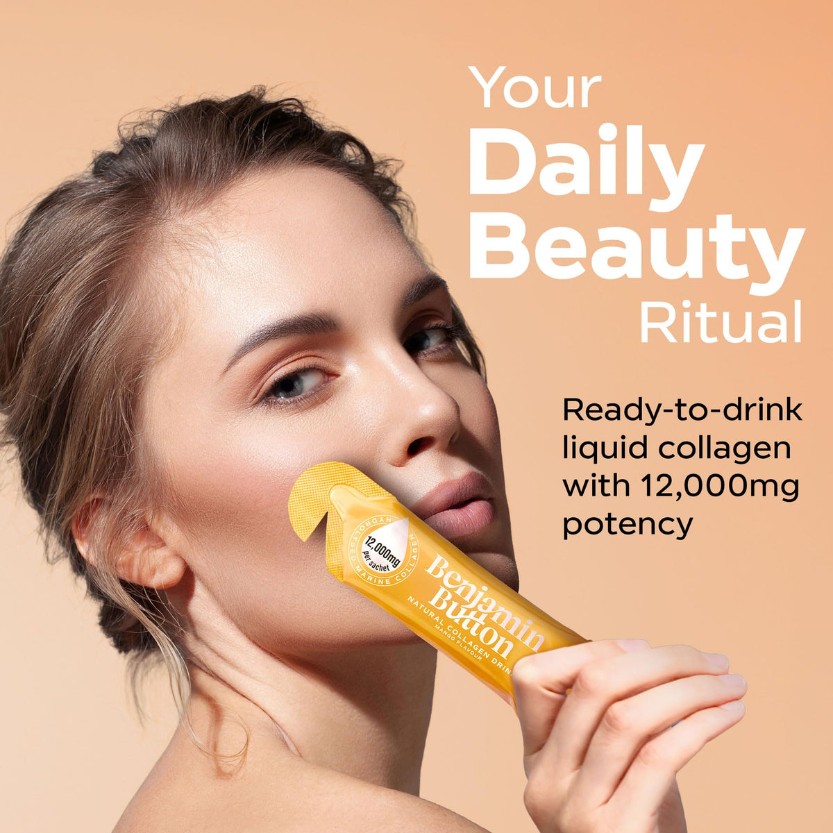 Benjamin Button 12,000mg Marine Collagen Liquid Shots| High Strength Hydrolyzed Marine Collagen Peptides w/Hyaluronic Acid & Vitamin C for Skin, Hair & Joints | Mango, 14 Daily Servings 30ml Benjamin Button buy supplements Au