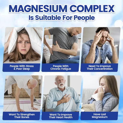 1000mg Magnesium Complex Capsules, 8-in-1 Magnesium Glycinate, Citrate, Malate, Taurate, Oxide, Carbonate, Aspartate, Orotate - 240 Capsules