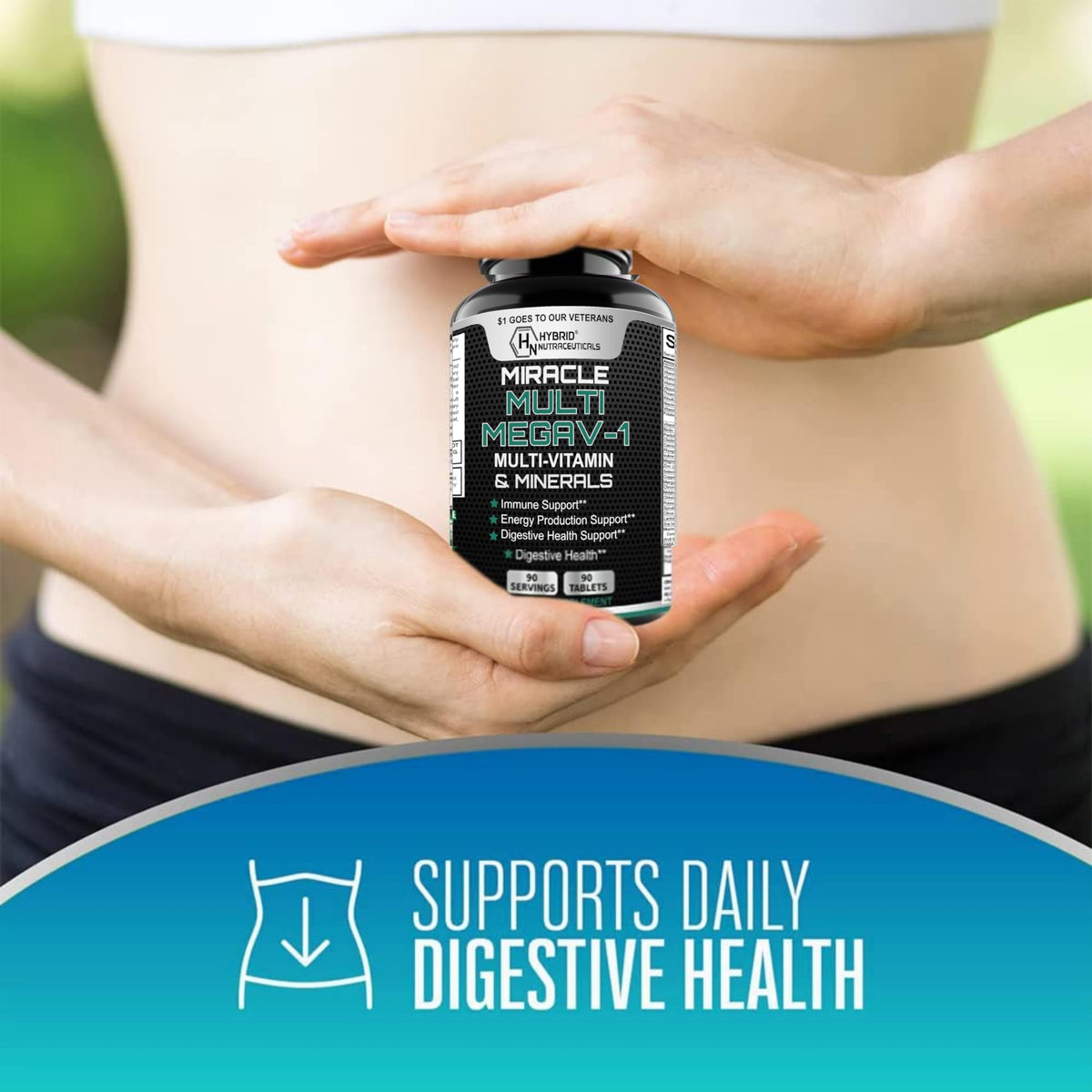 MEGAV-1 Multi-Vitamin, Superfood & Minerals - Daily Multivitamin with Probiotics, Digestive Enzyme, Mushroom Complex for Heart Health, Immune Support, Energy & Stamina - 90 Tablets Hybrid NutraceuticalsBuy Supplements Australia