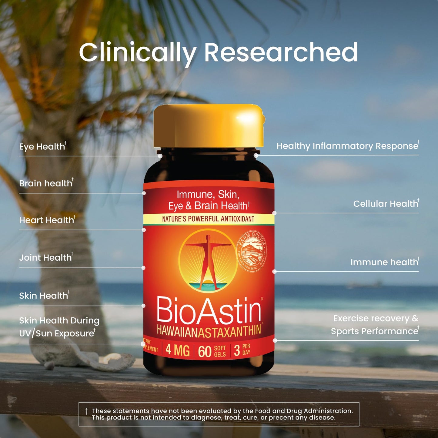 Nutrex Hawaii BioAstin Hawaiian Astaxanthin - 4mg, 60 Softgels - Farm-Direct Premium Antioxidant Supplement to Support Eye, Skin, Joint & Immune System Health - Non-GMO & Gluten-Free Nutrex Hawaii buy supplements Au