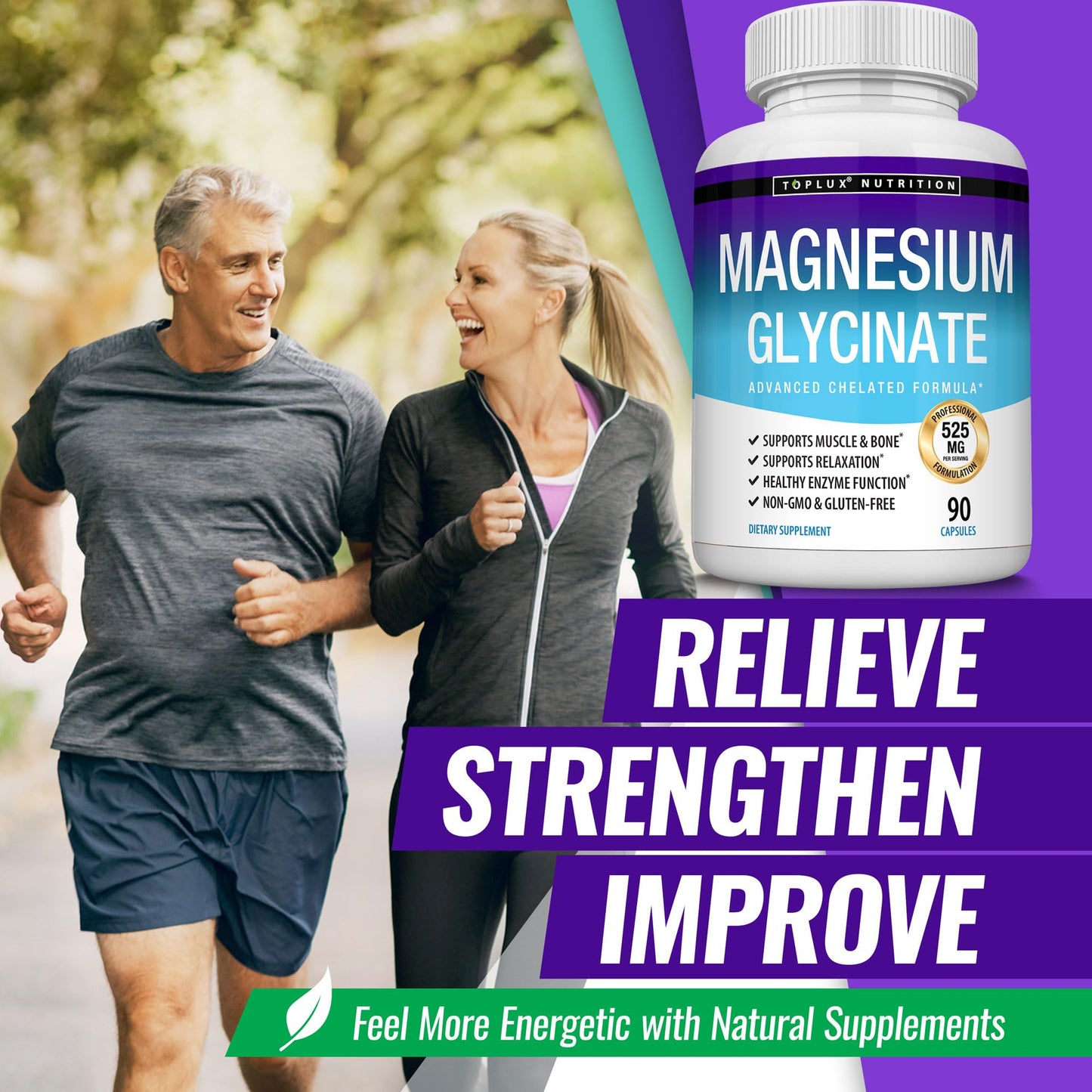 Magnesium Glycinate 525mg - High Absorption Chelated Magnesium Supplement Made with Pure Magnesium Glycinate - Supports Muscles, Sleep, Cramps, Recovery Bisglycinate