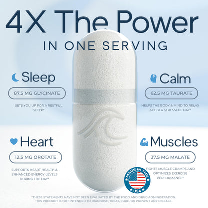 Natural Flow 4X Magnesium Supplement, Magnesium Glycinate, Taurate, Malate, Orotate Complex, Calm Sleep and Cramp Support Blend, No Mag Citrate or Oxide, 120 Capsules Natural Flow Supplements buy supplements Au