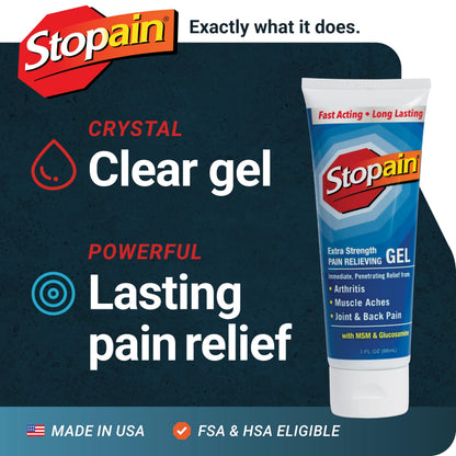 Stopain Pain Relief Combo Set (Gel, Roll On, Spray) USA Made, Max Strength Fast Acting with MSM, Glucosamine, Menthol for Lower Back, Knee, Neck HSA FSA Topical Analgesic Products StopainBuy Supplements Australia