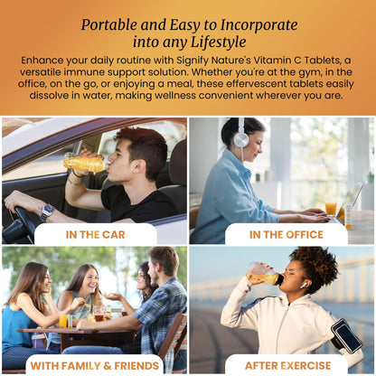 SIGNIFY NATURE Vitamin C 1000mg Effervescent Tablets - Potent Immune Support VIT C with Zinc Supplement - Sugar-Free & Vegan Formula | Dissolvable Vitamin C Tablets - Water Soluble Fizzy Elixir - 80CT SIGNIFY NATURE buy supplements Au