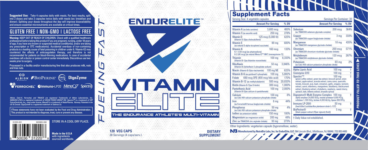 EndurElite Vitamin Elite - Complete Multivitamin for Men and Women - 120 Capsules EndurEliteBuy Supplements Australia