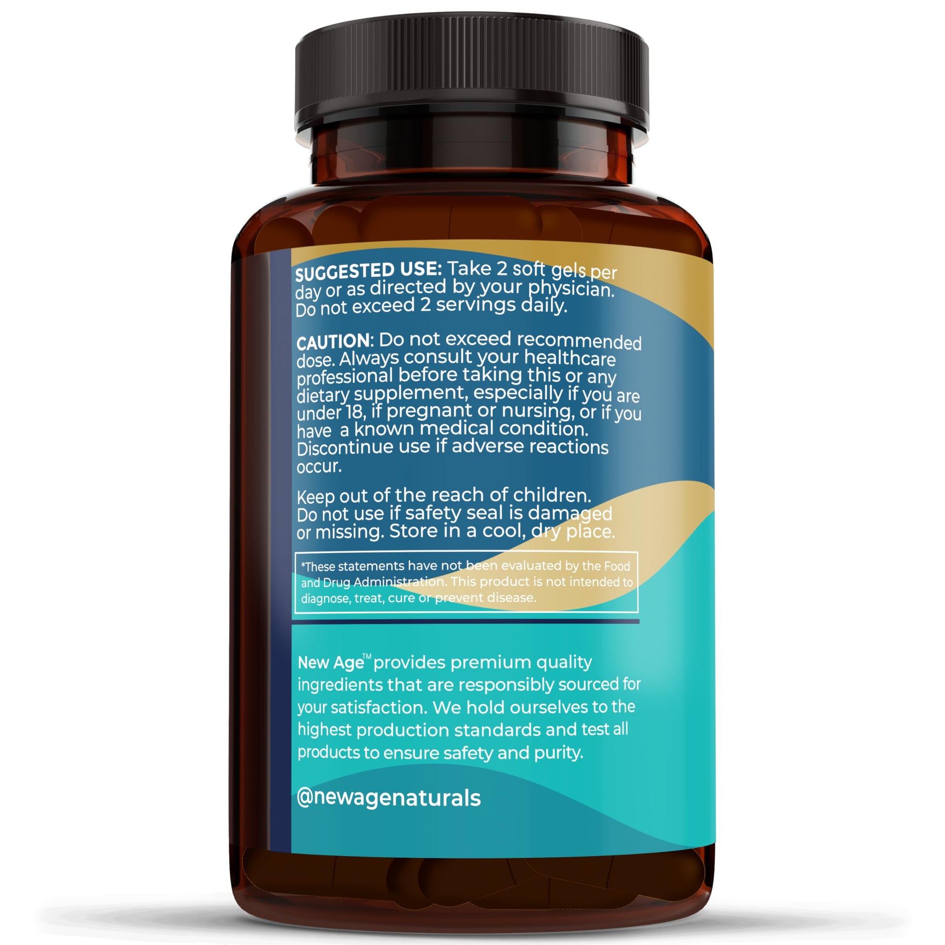 NEW AGE Omega 3 Fish Oil 2500mg Supplement Non GMO - EPA, DHA Fatty Acids Gluten Free (180 Softgels (Pack of 2)) NEW AGE buy supplements Au