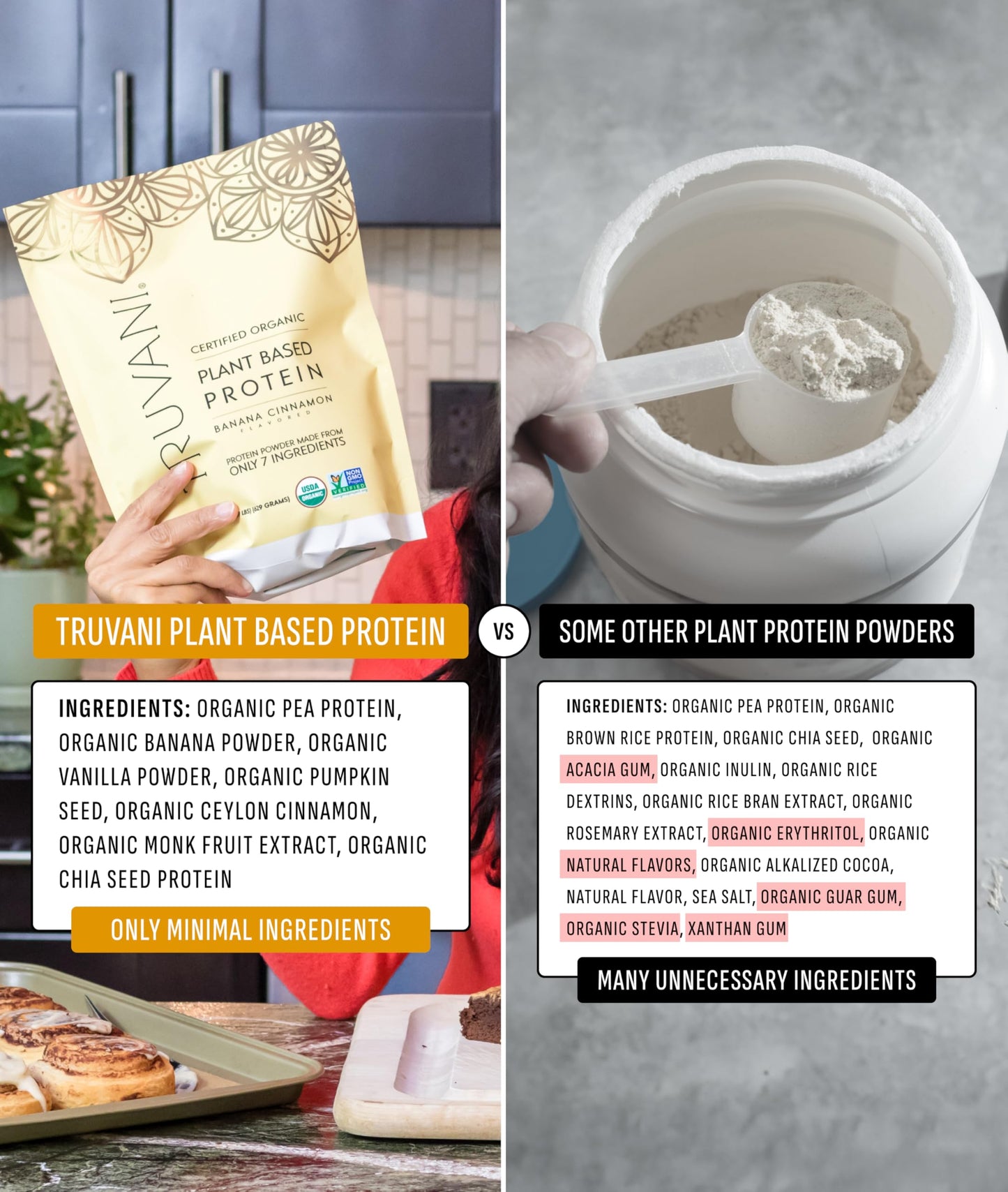 Truvani Organic Plant Based Protein Powder | Vanilla Chai | 10 Servings | Vegan | 20g Pea Protein | Keto | Gluten & Dairy Free | Low Carb | No Added Sugar