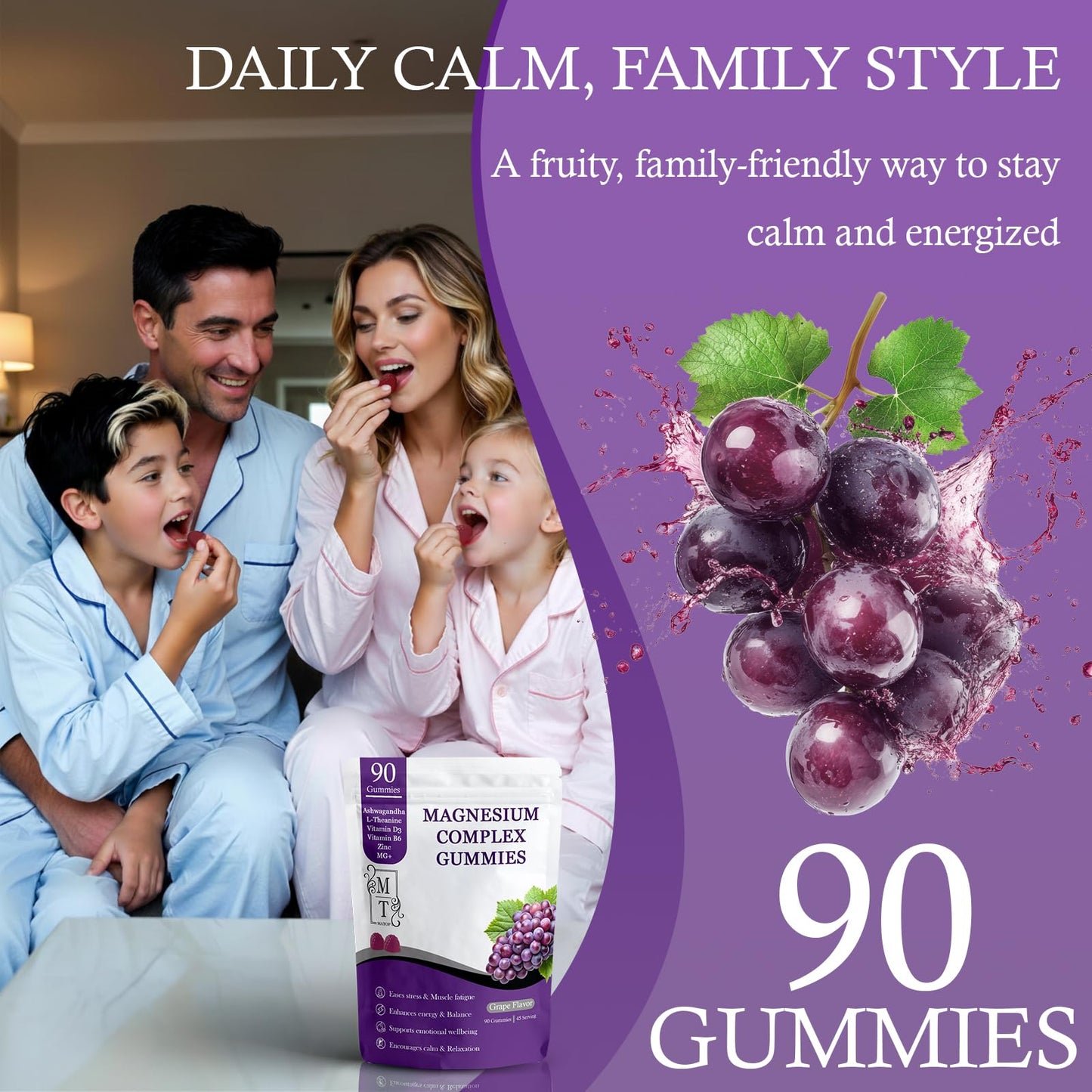 MATOP Magnesium Complex for Women Gummies - 8 in 1 Triple Magnesium Complex (Glycinate, Malate, Citrate) with L-Theanine, Ashwagandha, Vitamin D3, B6 & Zinc - Stress, Calm & Focus - 90 Vegan Gummies MATOP buy supplements Au