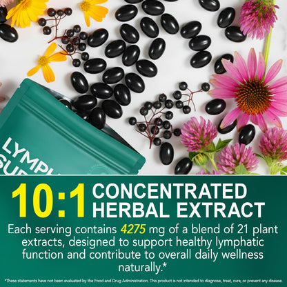 Lymphatic Drainage Supplement – 4,275 mg 21-in-1 Botanical Complex, Echinacea, Burdock Root, Red Clover, Elderberry & Dandelion, Supports Natural Detox & Healthy Circulation, 240 Softgels XINSZLIN buy supplements Au