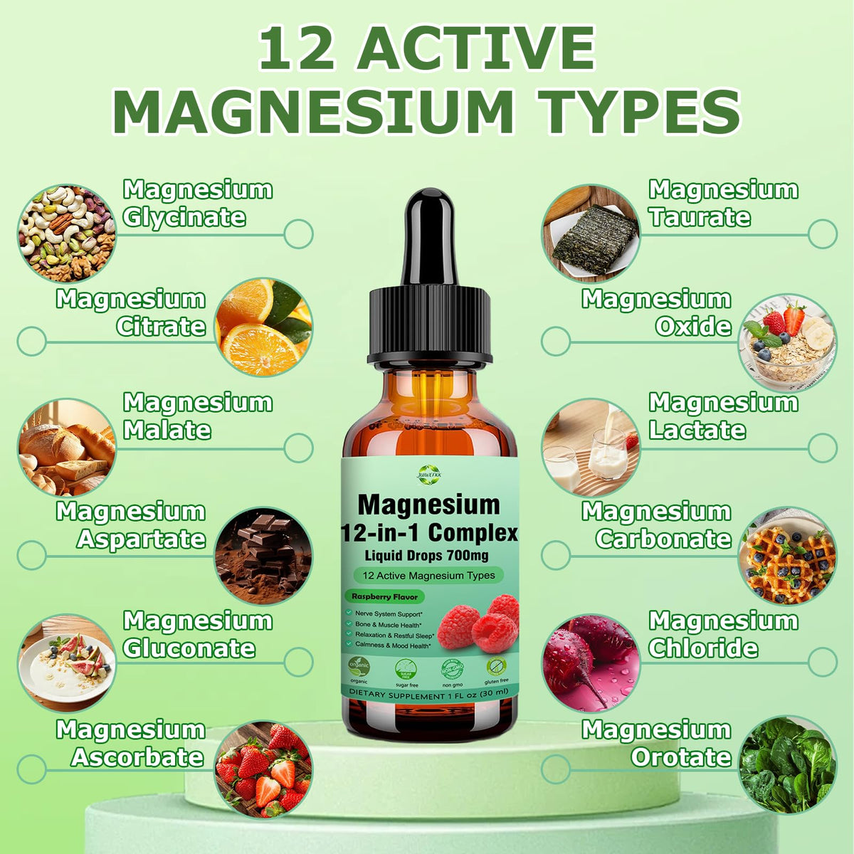 Magnesium 12 in 1 Complex Liquid Drops 700mg, High Absorption Magnesium Glycinate Citrate Malate Taurate & 8 Forms, Magnesium Complex Blend Supplement for Sleep Muscle Nerve Energy Heart Health JUIWEFKK buy supplements Au