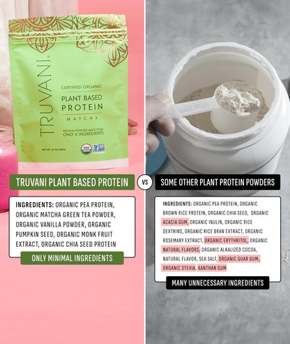 Truvani Organic Plant Based Protein Powder | Vanilla Chai | 10 Servings | Vegan | 20g Pea Protein | Keto | Gluten & Dairy Free | Low Carb | No Added Sugar