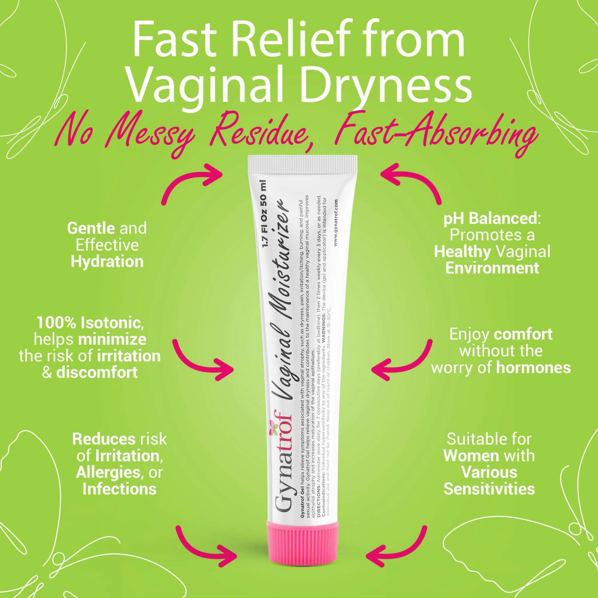 Gynatrof Vaginal Moisturizer, Long-Lasting for Vaginal Dryness & Irritation, Hormone-Free Hyaluronic Acid & Vitamin E Feminine Care, Daily Hydration For Intimate Feminine Care, 1.7 fl oz Gynatrof buy supplements Au