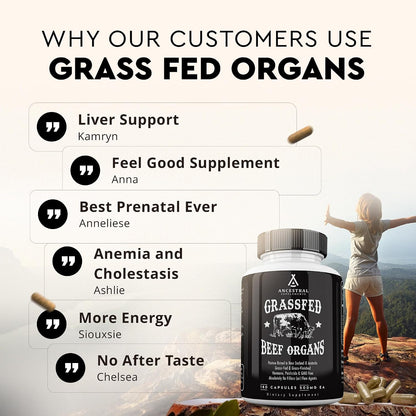 Ancestral Supplements Beef Liver & Beef Organs Bundle – Supports Energy, Immunity & Whole Body Wellness – Grass Fed, Pasture Raised Multivitamin with Liver, Heart, Kidney, Pancreas & Spleen, Non-GMO