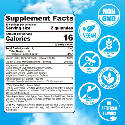 Magnesium Complex Gummies 400mg | as 8 Forms of Magnesium Glycinate, Malate, Citrate, Taurate, Oxide & More | w/Ashwagandha Extract, D3 & B12 Supports for Calm, Zzz, Mood, Muscle Cramp - Vegan 120Cts EnvyCure buy supplements Au