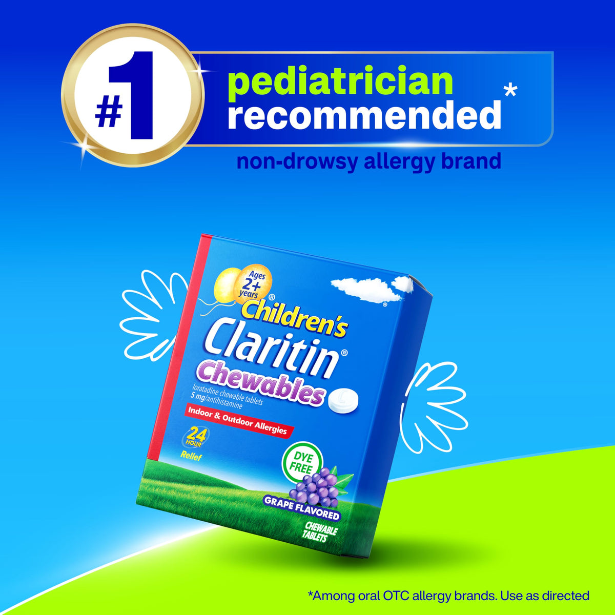 Claritin Children's Allergy Medicine, 24-Hour Non-Drowsy Loratadine 5mg Chewable Tablet, Antihistamine for Kids Ages 2 Years and Older, Grape Flavored, Dye-free, 40 Tablets Claritin buy supplements Au