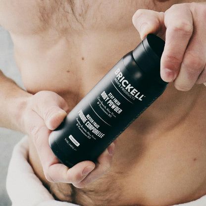 Brickell Men's Products Stay Fresh Body Powder for Men, Talc-Free, Absorbs Sweat, Keeps Skin Dry, with Aloe, Pro-Vitamin B5, and Corn Starch, 5 oz, Scented