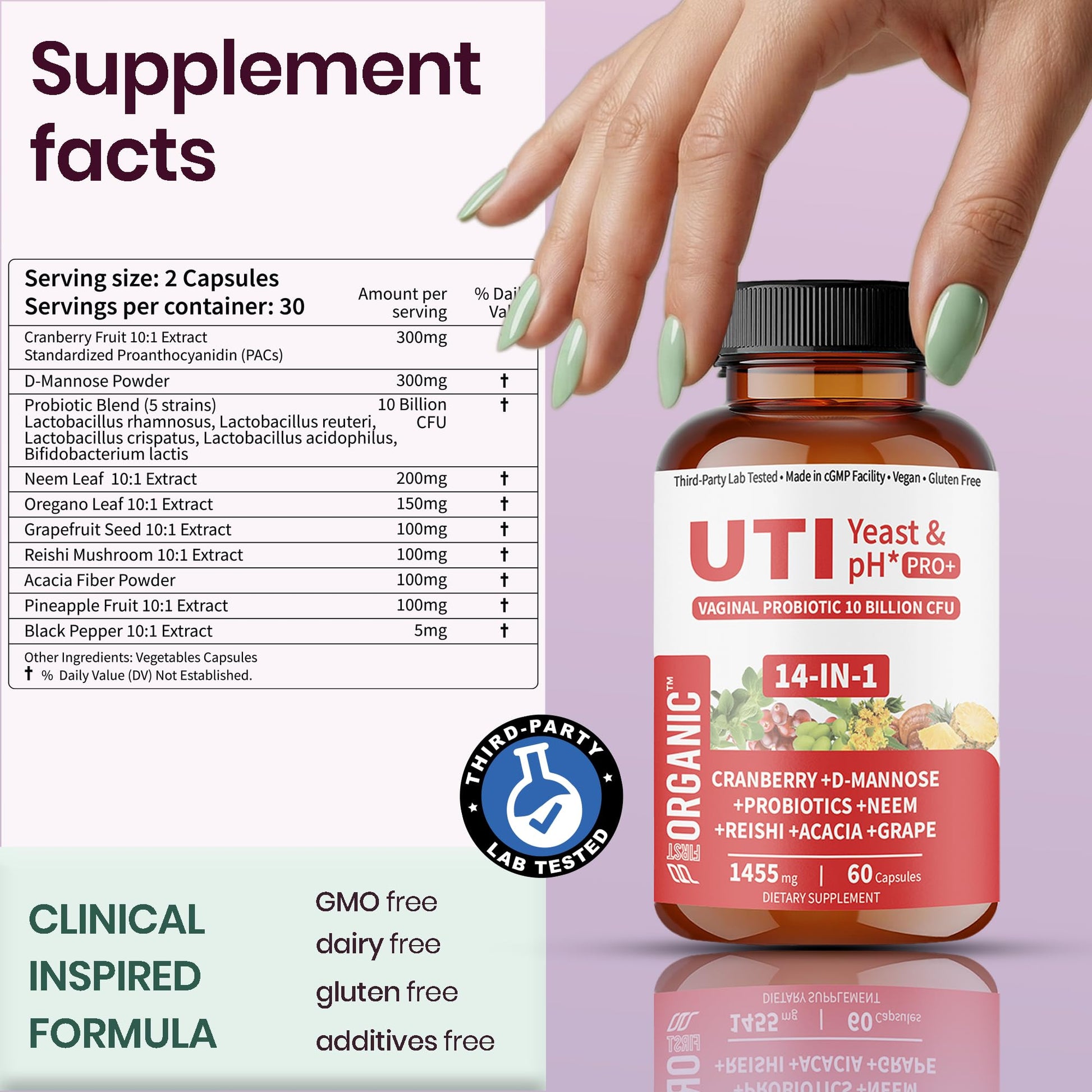 UTI Flora & Odor Pro+ & UTI Yeast & pH Pro+ | Pack of 2 | Vaginal Probiotics for Feminine Hydration & Freshness Support | Third-party Tested, cGMP Facility, Vegan, Non-GMO, Gluten-Free | 60+60 Caps FIRSTORGANIC buy supplements Au