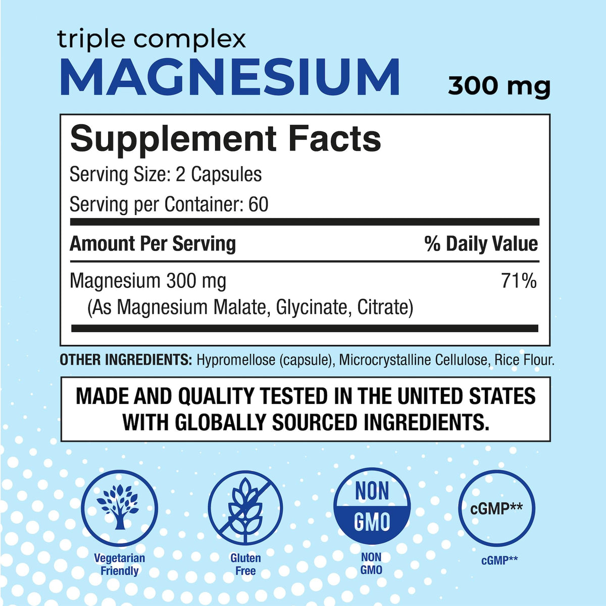 Puregen Labs Triple Magnesium Complex 300mg of Magnesium Glycinate, Malate, & Citrate
