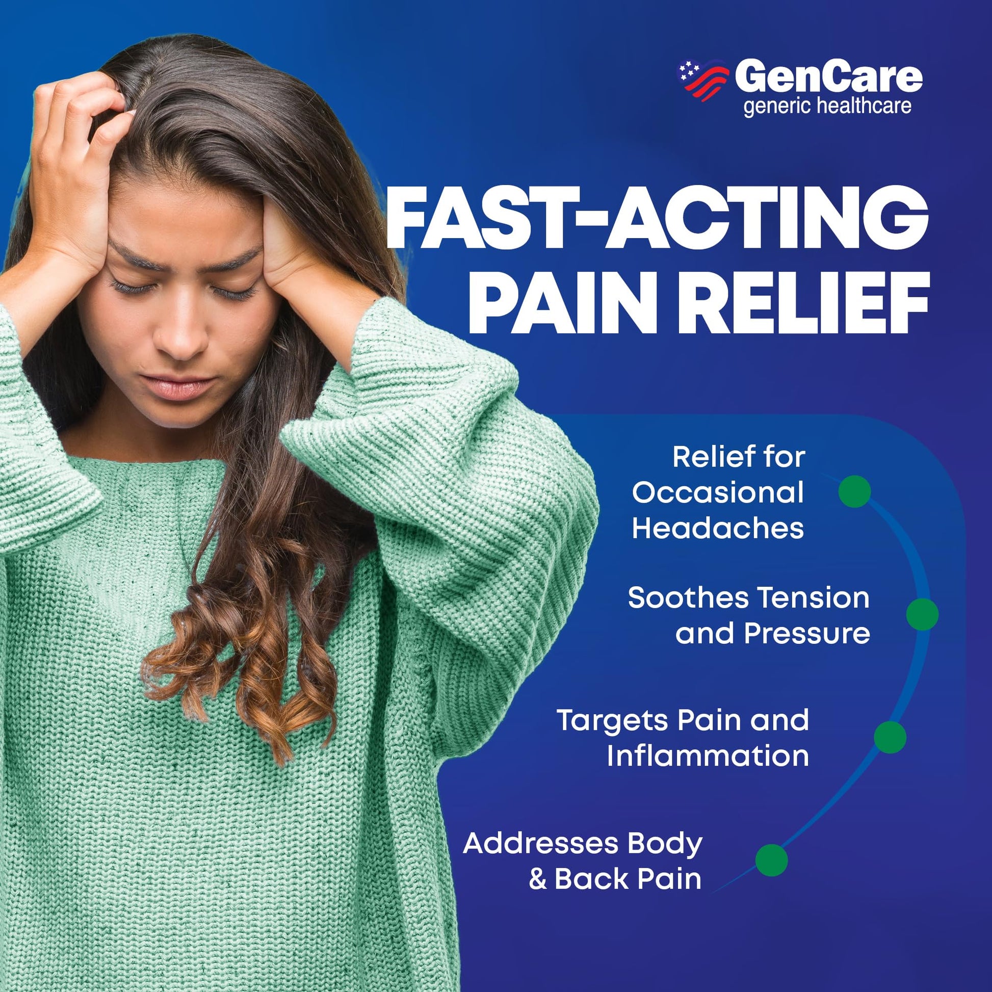 GenCare - Headache Relief Acetaminophen with Aspirin (NSAID) & Caffeine (300 Caplets) Value Pack | Head Pain, Muscle Aches, Back Pain & Body | Generic ExcedrEn Extra Strength GenCare buy supplements Au