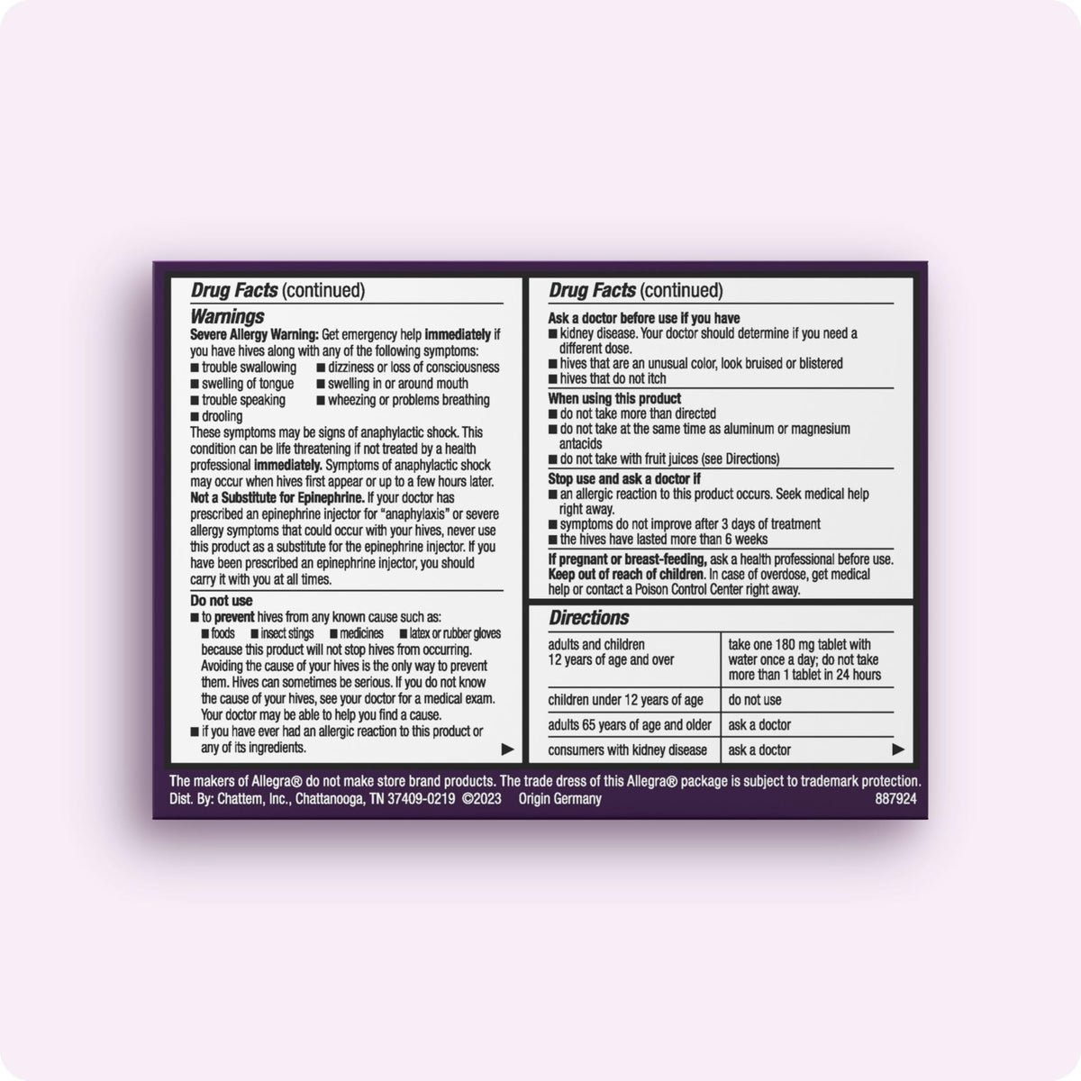 Allegra Hives Antihistamine 24-Hour Tablets, Non-Drowsy Hive Reduction and Hive Itch Relief, 180 mg Fexofenadine HCI, 30-Count Allegra buy supplements Au