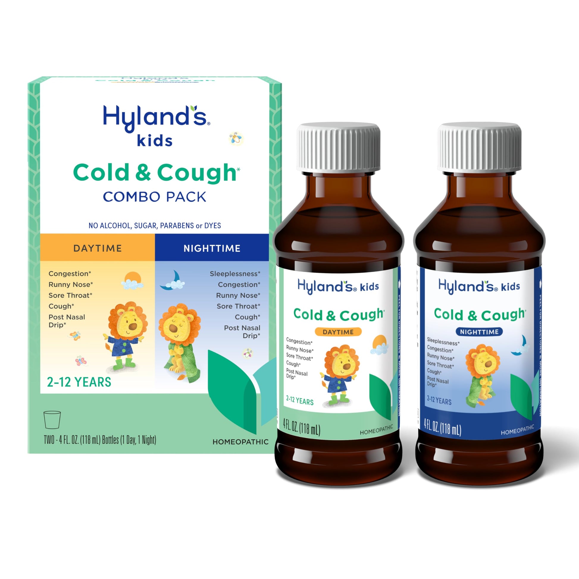 Hyland's Kids Cold and Cough, Day and Night Combo Pack, Cold Medicine for Ages 2 and up, Syrup Cough Medicine for Kids, Nasal Decongestant, 4 Fl Oz (Pack of 2) Hyland's buy supplements Au