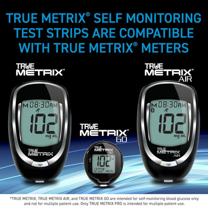 TRUE METRIX Self Monitoring Blood Glucose Test Strips, 100 Count | Blood Glucose Test Strips Compatible with TRUE METRIX Family of Self Monitoring Blood Glucose Meters, Value Pack