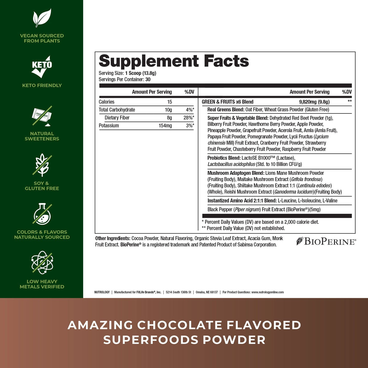 Nutrology Greens & Fruits Powder-Naturally Sourced Superfood, Chocolate (30 Servings) Beet Natural O2, Pre Workout Powder, Passion Fruit Flavor (30 Servings) Nutrology buy supplements Au