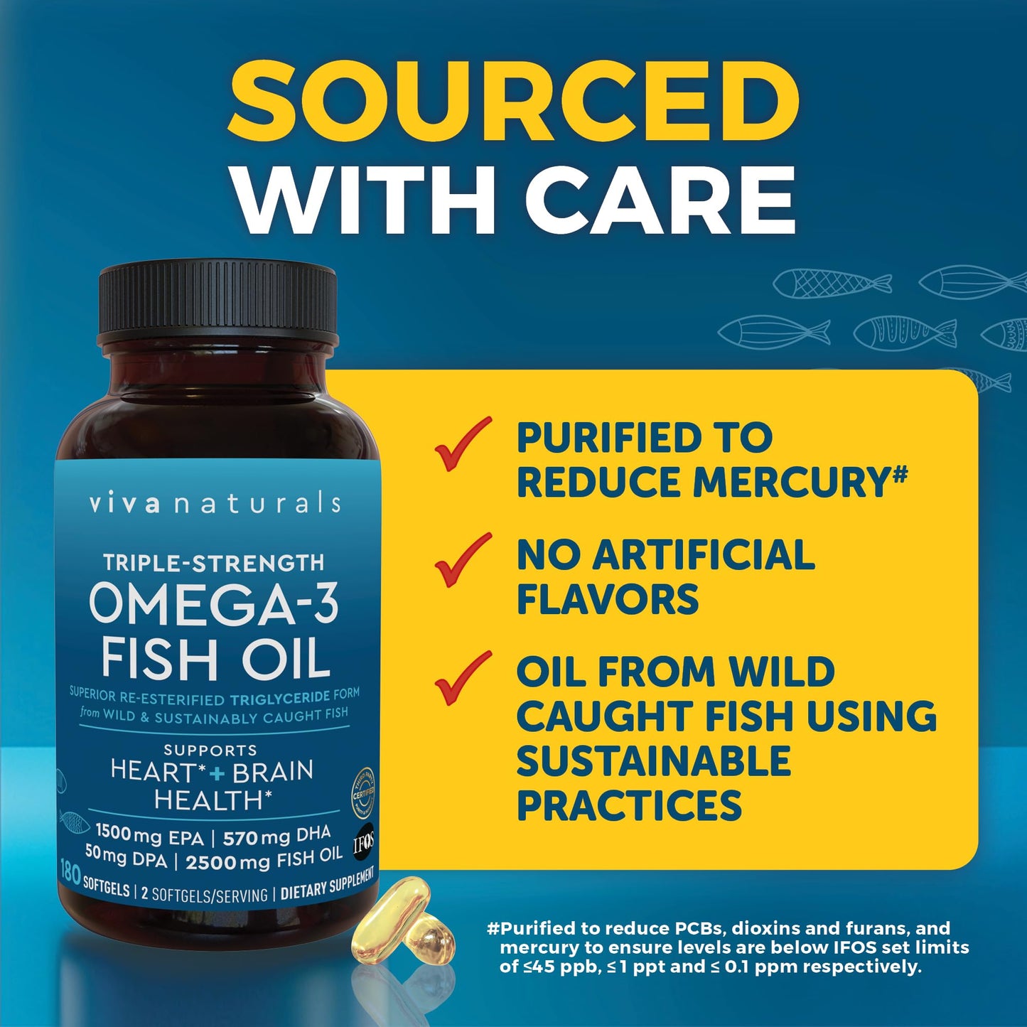 Triple Strength Omega 3 Fish Oil Supplement for Men and Women – 2500 mg High-Potency, Easy-to-Absorb Re-esterified Triglyceride Form, Pescatarian-Friendly DPA EPA DHA Omega 3 Supplement, 180 Softgels Viva Naturals buy supplements Au
