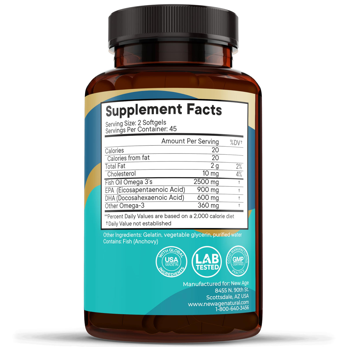 NEW AGE Omega 3 Fish Oil Supplement Immune & Health Support – Promotes Joint, Eye & Skin Health - Non GMO - EPA, DHA Fatty Acids Gluten Free (90 Softgels (Pack of 1)) NEW AGE buy supplements Au