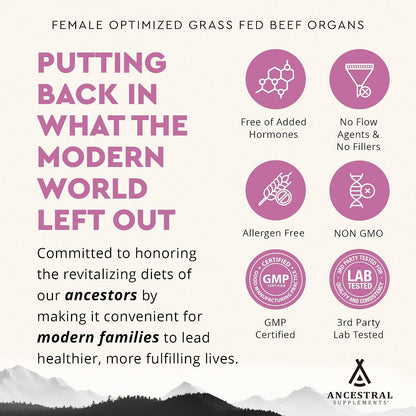 Ancestral Supplements Beef Organs & FEM Bundle for Women – Supports Hormone Balance, Energy, Skin & Overall Wellness – Grass Fed, Pasture Raised Multivitamin with Whole-Food Nutrients & Targeted Femal
