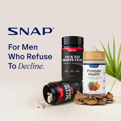 Snap Supplements Prostate Health Supplements for Men, 90 Vegan Capsules | Supports Urinary Tone and Healthy DHT Balance, Saw Palmetto for Men, Stinging Nettle, Beta-Sitosterol, Non-GMO, Gluten-Free