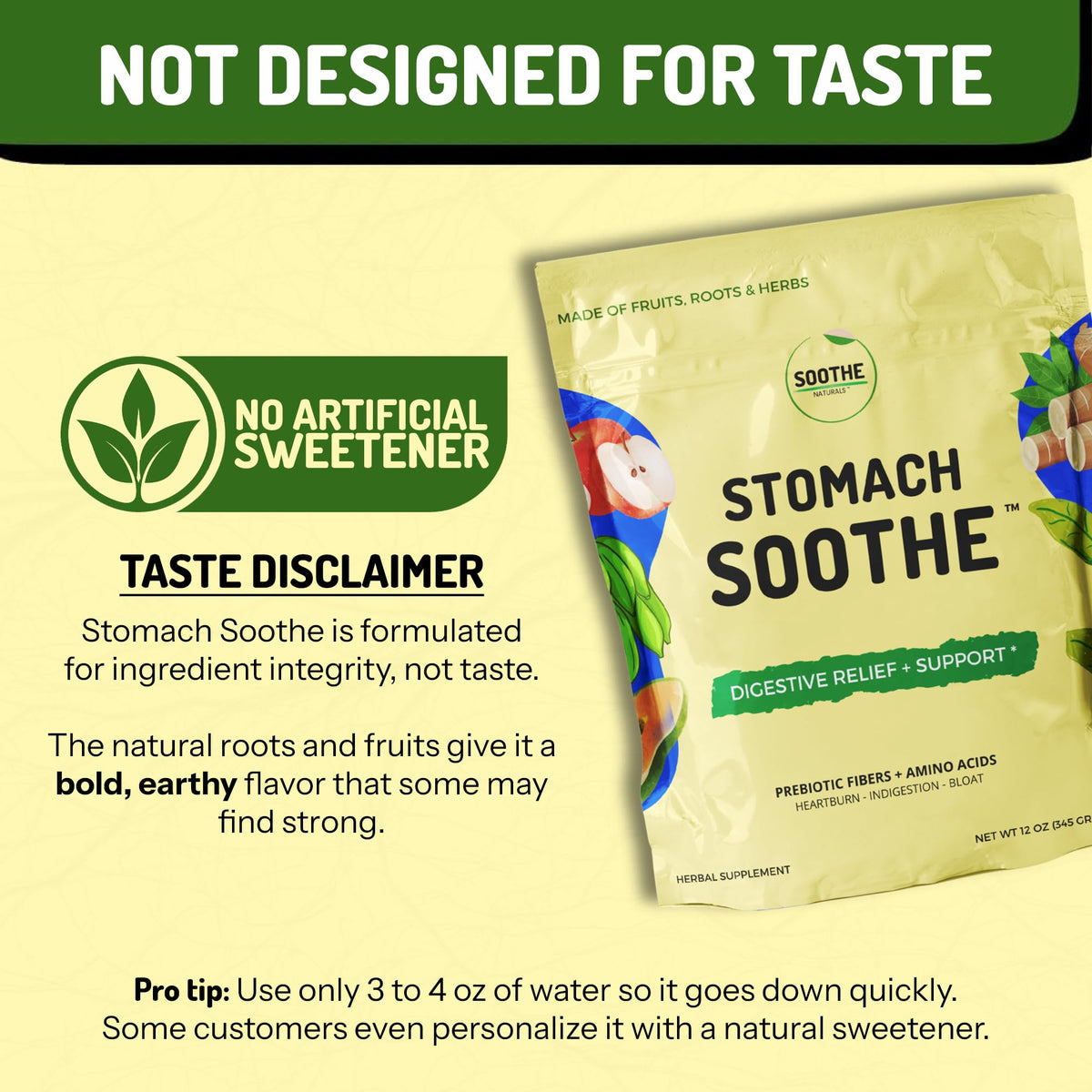 Stomach Soothe Soothe Naturals Acid Reflux Powder - L Glutamine for Gut Health, Acid Reflux Medicine, Leaky Gut Repair, Gut Lining Repair,