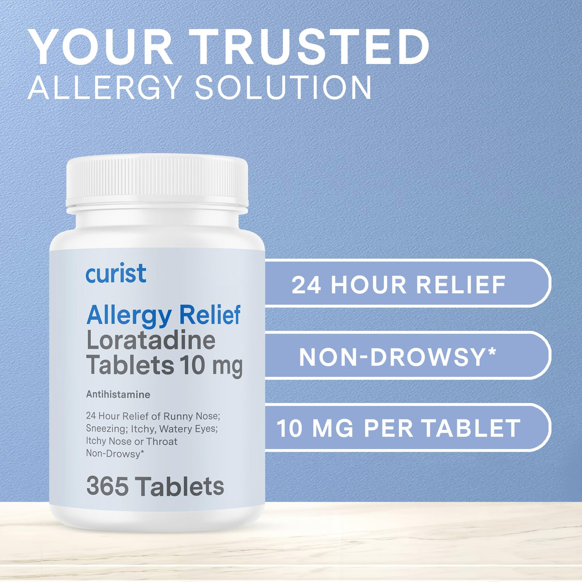 Curist Loratadine 10mg 365 Count - All Day Non Drowsy Allergy Medicine - 24 Hour Antihistamine Tablets for Runny Nose, Itchy Eyes, & Sneezing - Indoor & Outdoor Allergy Medicine for Adults Curist buy supplements Au