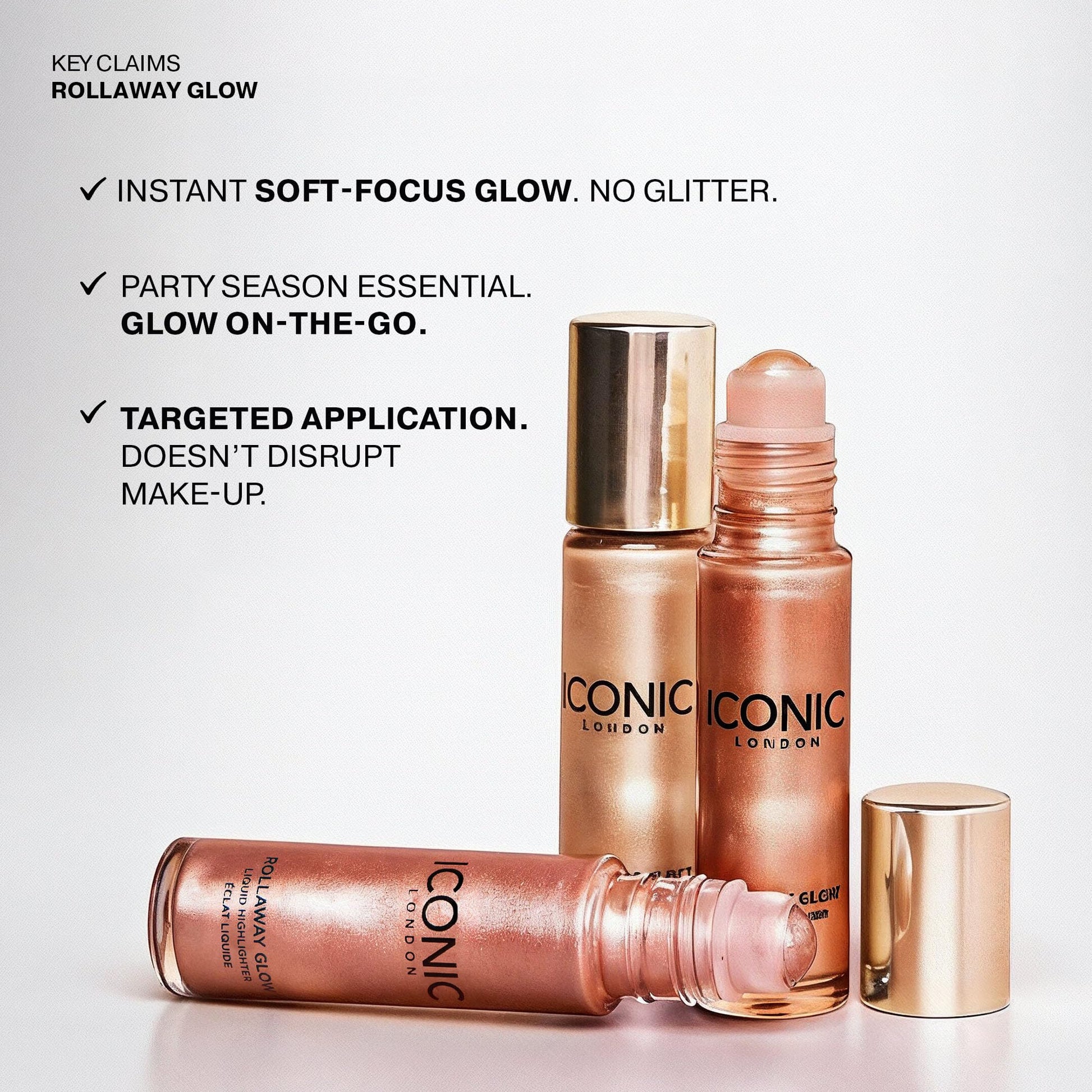ICONIC LONDON Rollaway Glow | Liquid Highlighter for a Radiant Glow, Cruelty-Free, Vegan Makeup (Champagne Chic) 0.27 Fl oz ICONIC LONDON buy supplements Au