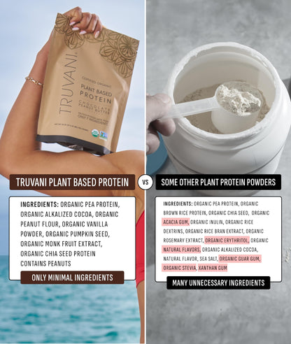 Truvani Organic Plant Based Protein Powder | Strawberry | 10 Servings | Vegan | 20g Pea Protein | Single Serving Travel Packets | Keto | Gluten & Dairy Free | Low Carb