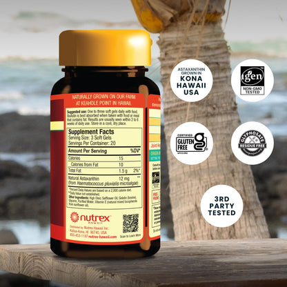 Nutrex Hawaii BioAstin Hawaiian Astaxanthin - 4mg, 60 Softgels - Farm-Direct Premium Antioxidant Supplement to Support Eye, Skin, Joint & Immune System Health - Non-GMO & Gluten-Free Nutrex Hawaii buy supplements Au