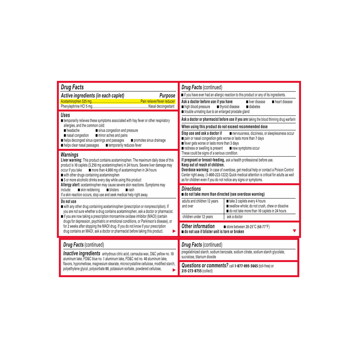 Tylenol Sinus + Headache Daytime Non-Drowsy Relief Caplets, Acetaminophen 325mg, Phenylephrine HCI 5mg, Nasal Decongestant for Sinus Pain, Headache & Nasal Congestion Relief, Fever Reduction, 24 Count Tylenol buy supplements Au