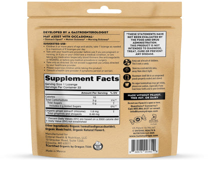 Tummydrops, No Sugar Strawberry Ginger Flavor, Gluten Free & Vegan, 33 Individually Wrapped Organic Ginger Lozenges Made with Organic Monkfruit
